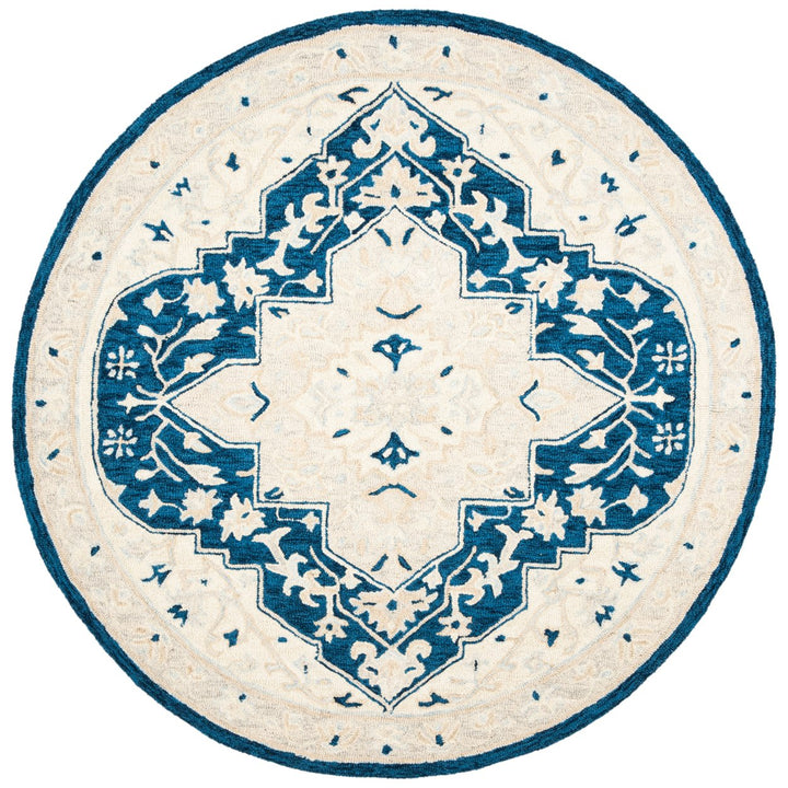 SAFAVIEH Micro-Loop MLP505N Handmade Navy / Ivory Rug Image 1