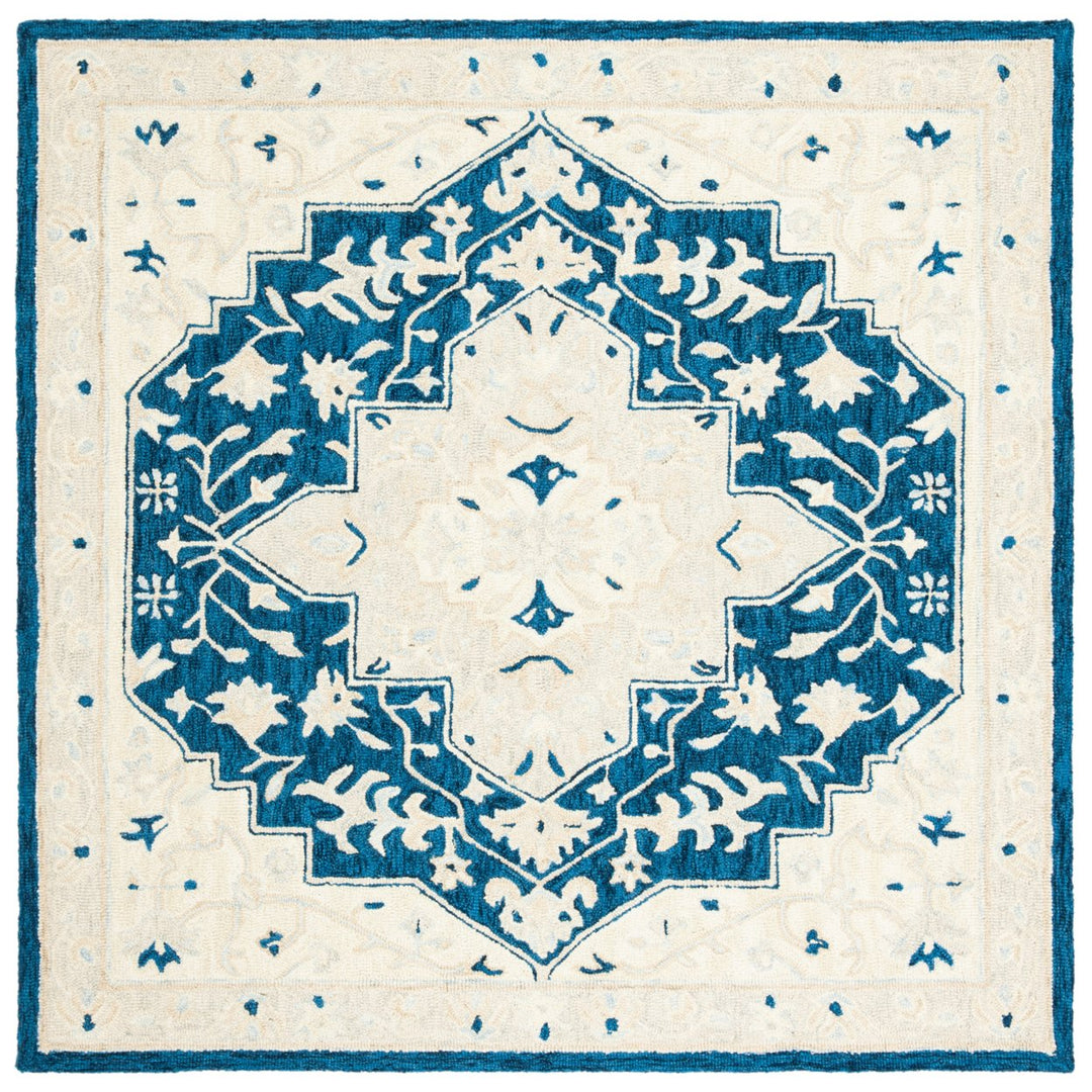 SAFAVIEH Micro-Loop MLP505N Handmade Navy / Ivory Rug Image 1