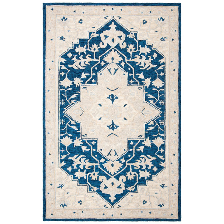 SAFAVIEH Micro-Loop MLP505N Handmade Navy / Ivory Rug Image 1