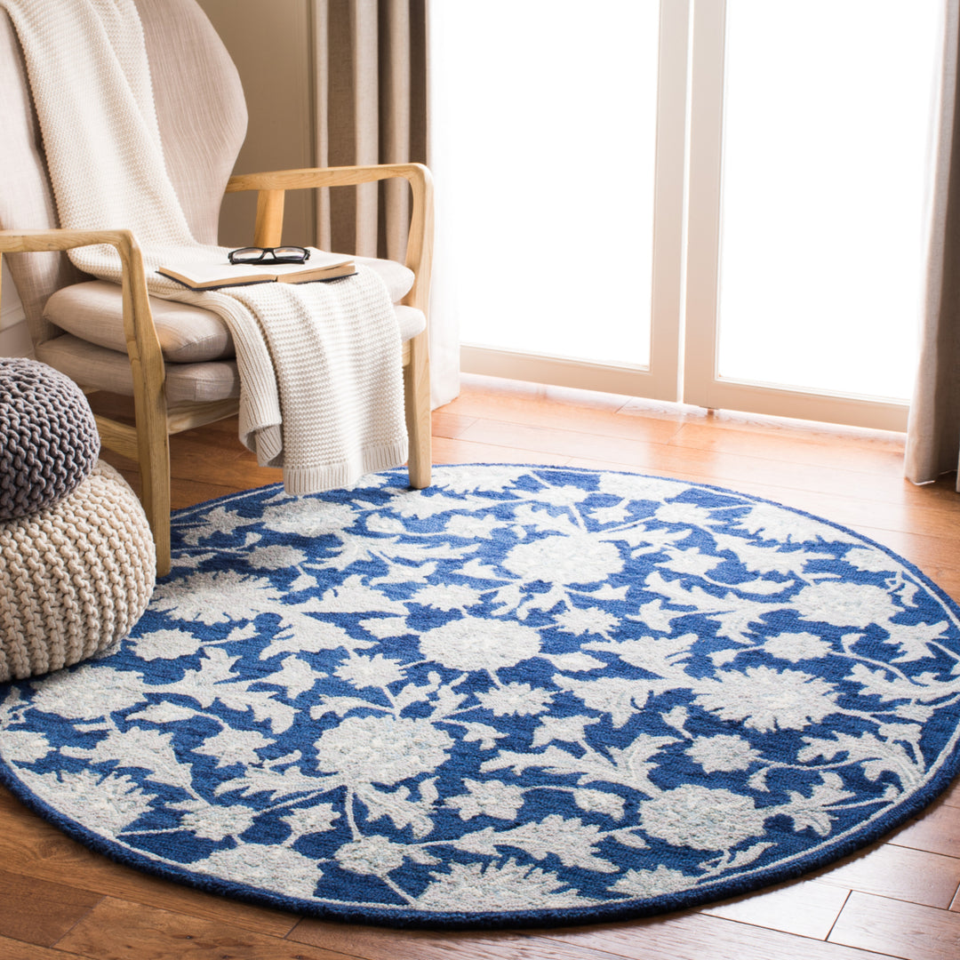 SAFAVIEH Micro-Loop MLP506N Handmade Navy / Grey Rug Image 2