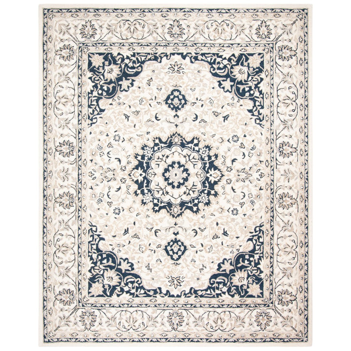 SAFAVIEH Micro-Loop MLP508A Handmade Ivory / Navy Rug Image 1