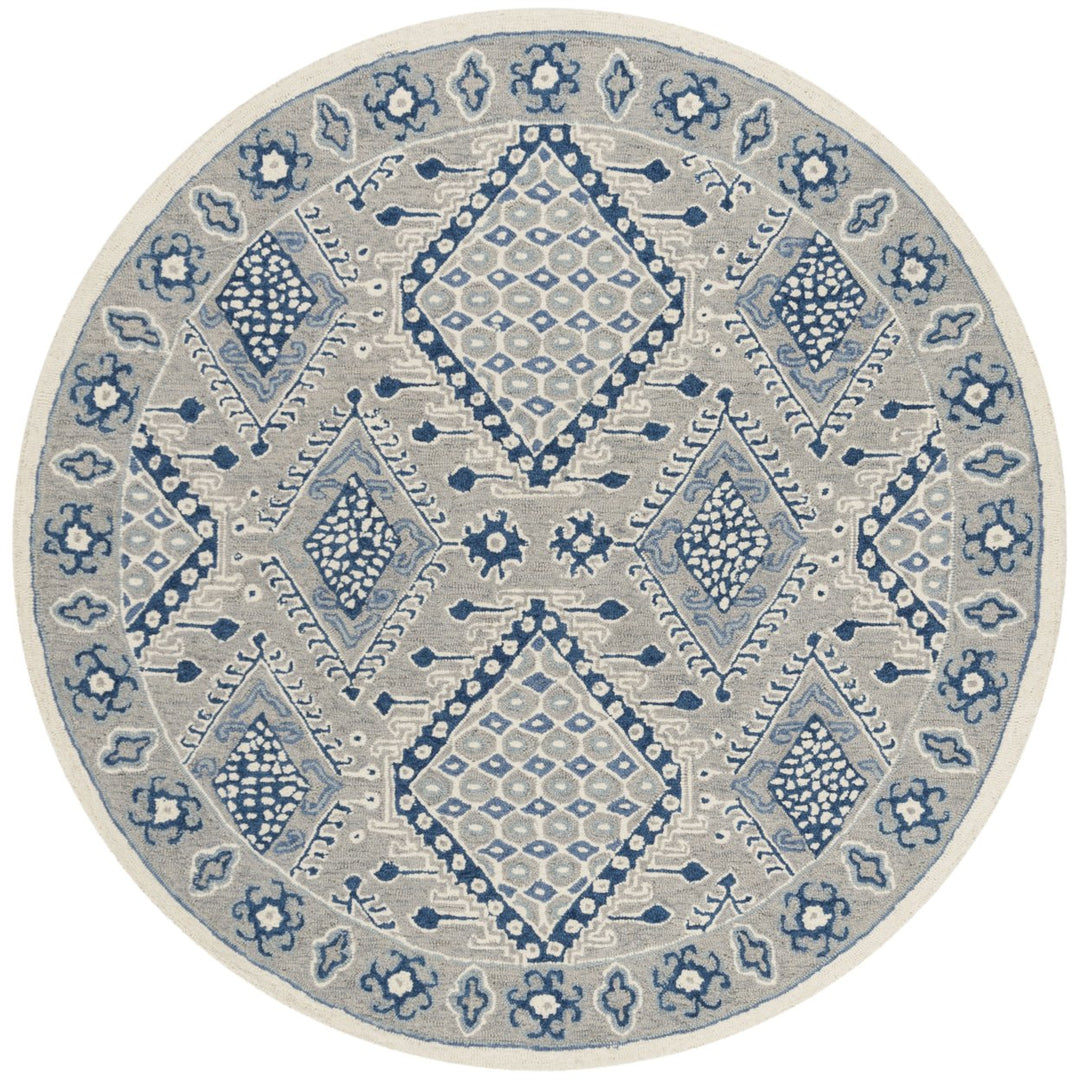 SAFAVIEH Micro-Loop MLP511F Light Grey / Blue Rug Image 1