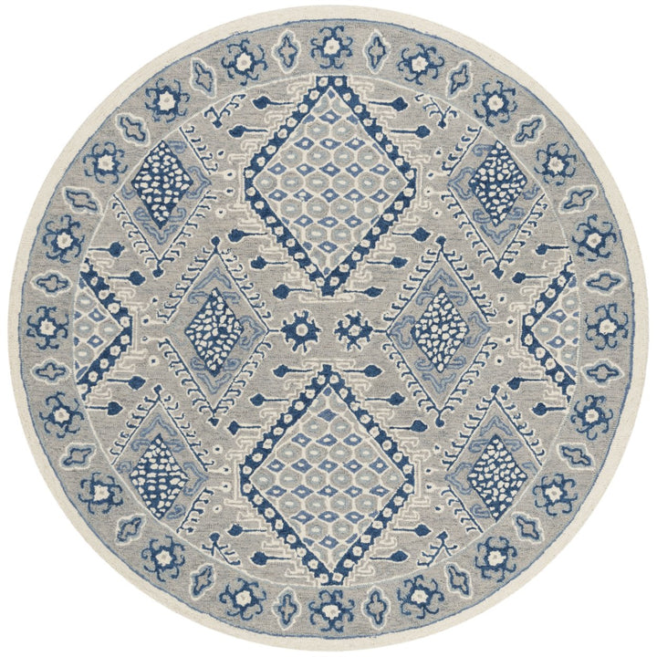 SAFAVIEH Micro-Loop MLP511F Light Grey / Blue Rug Image 1