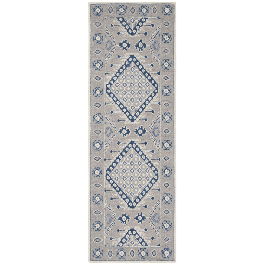 SAFAVIEH Micro-Loop MLP511F Light Grey / Blue Rug Image 1