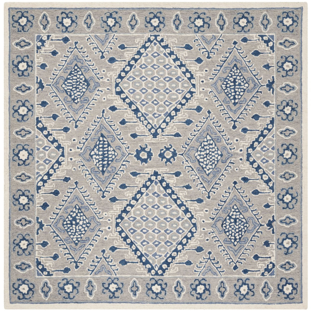 SAFAVIEH Micro-Loop MLP511F Light Grey / Blue Rug Image 1