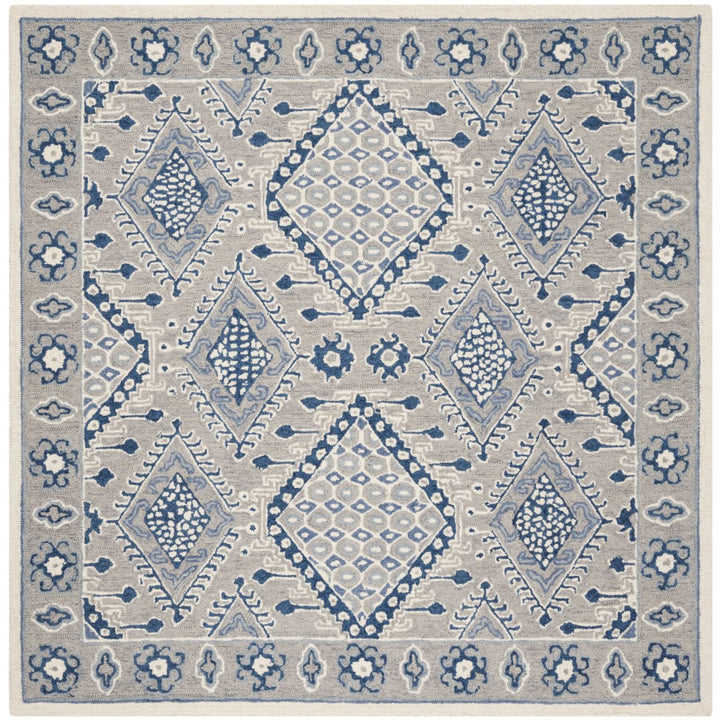 SAFAVIEH Micro-Loop MLP511F Light Grey / Blue Rug Image 1