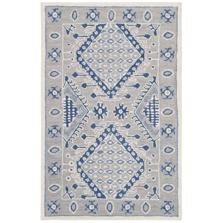 SAFAVIEH Micro-Loop MLP511F Light Grey / Blue Rug Image 1