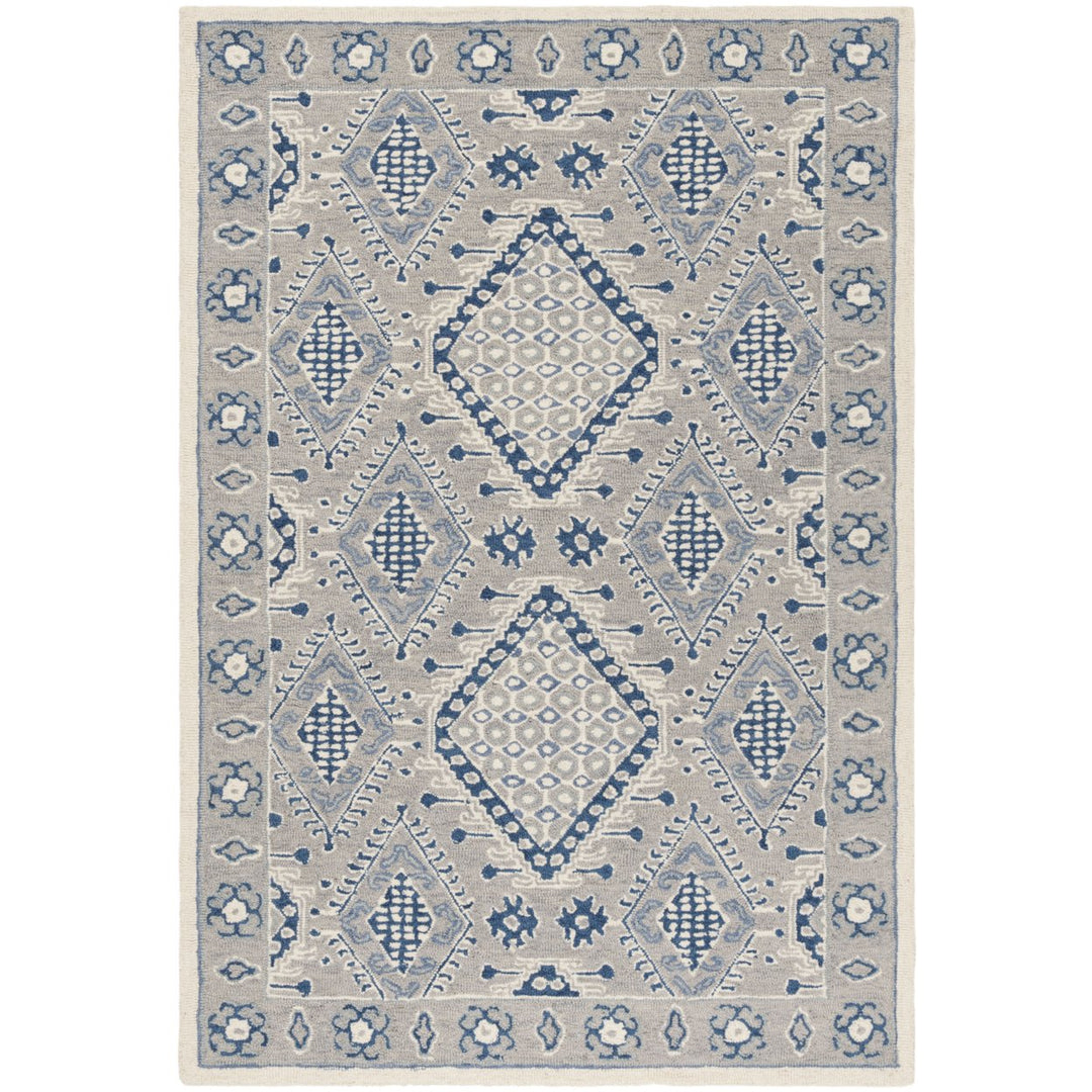 SAFAVIEH Micro-Loop MLP511F Light Grey / Blue Rug Image 1