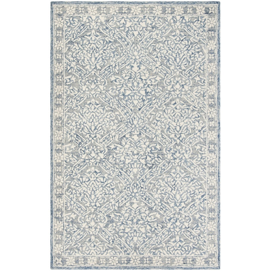 SAFAVIEH Micro-Loop MLP510M Handmade Blue / Ivory Rug Image 1