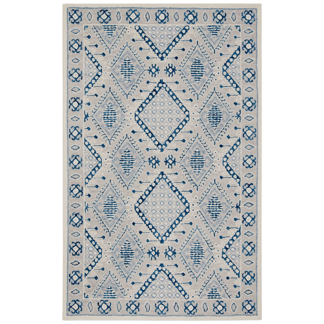 SAFAVIEH Micro-Loop MLP511F Light Grey / Blue Rug Image 10