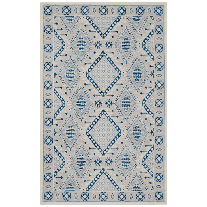 SAFAVIEH Micro-Loop MLP511F Light Grey / Blue Rug Image 10