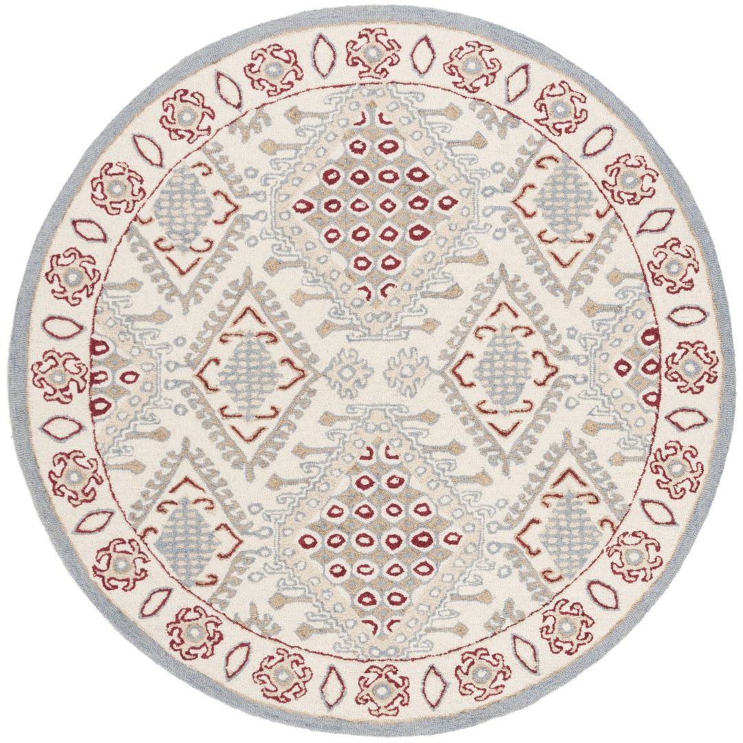 SAFAVIEH Micro-Loop MLP511Q Handmade Ivory / Red Rug Image 1