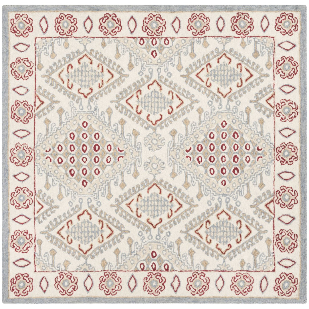 SAFAVIEH Micro-Loop MLP511Q Handmade Ivory / Red Rug Image 1