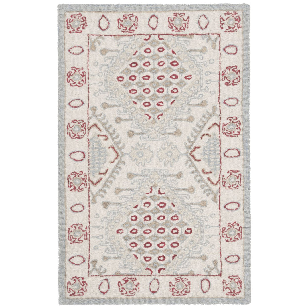 SAFAVIEH Micro-Loop MLP511Q Handmade Ivory / Red Rug Image 1