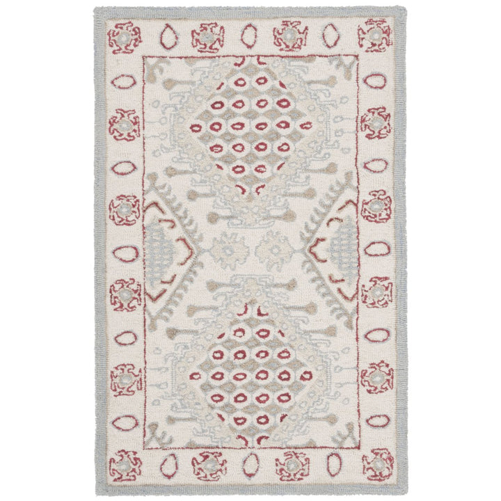 SAFAVIEH Micro-Loop MLP511Q Handmade Ivory / Red Rug Image 1