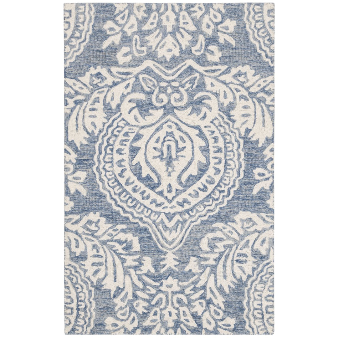 SAFAVIEH Micro-Loop MLP512M Handmade Blue / Ivory Rug Image 1