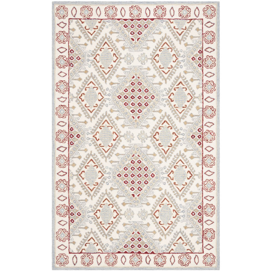 SAFAVIEH Micro-Loop MLP511Q Handmade Ivory / Red Rug Image 1