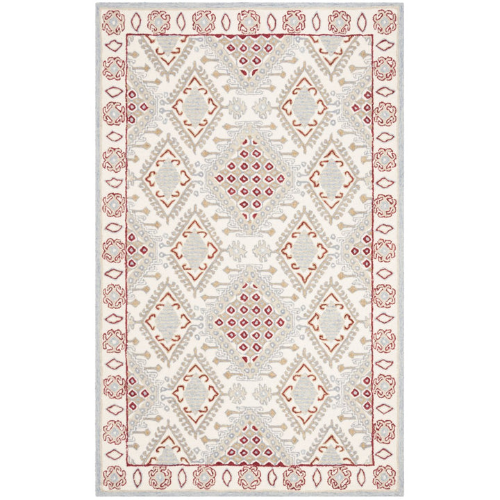 SAFAVIEH Micro-Loop MLP511Q Handmade Ivory / Red Rug Image 1