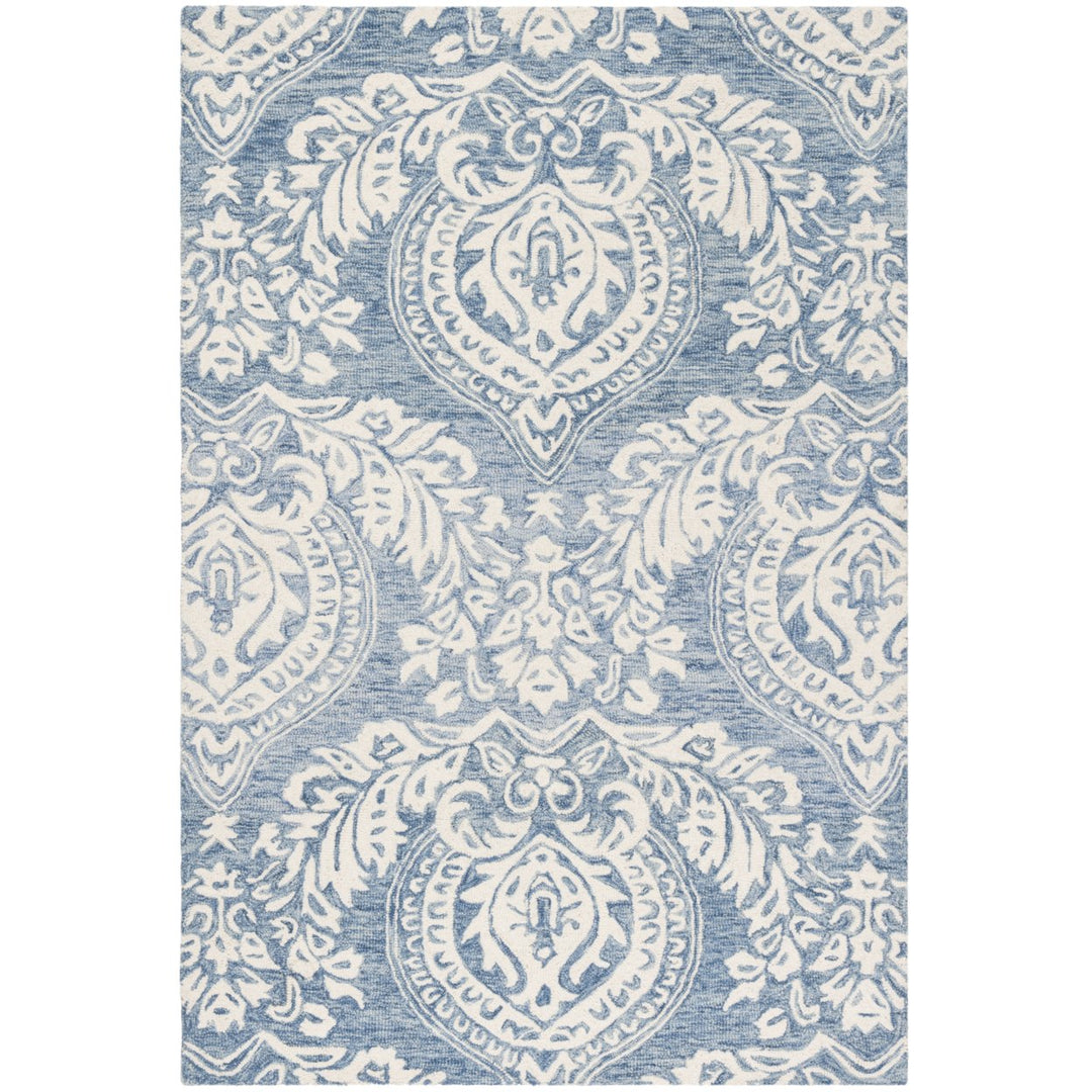 SAFAVIEH Micro-Loop MLP512M Handmade Blue / Ivory Rug Image 1