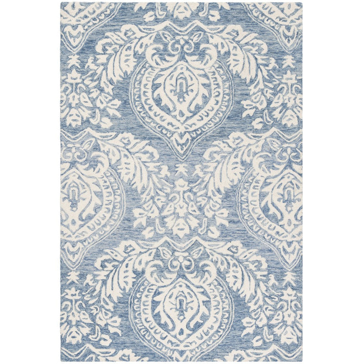 SAFAVIEH Micro-Loop MLP512M Handmade Blue / Ivory Rug Image 1