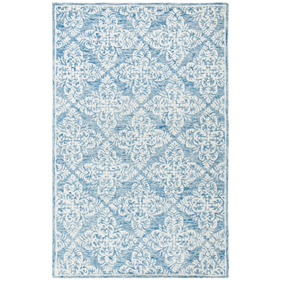 SAFAVIEH Micro-Loop MLP515M Handmade Blue / Ivory Rug Image 1