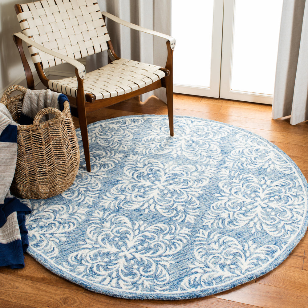 SAFAVIEH Micro-Loop MLP515M Handmade Blue / Ivory Rug Image 2