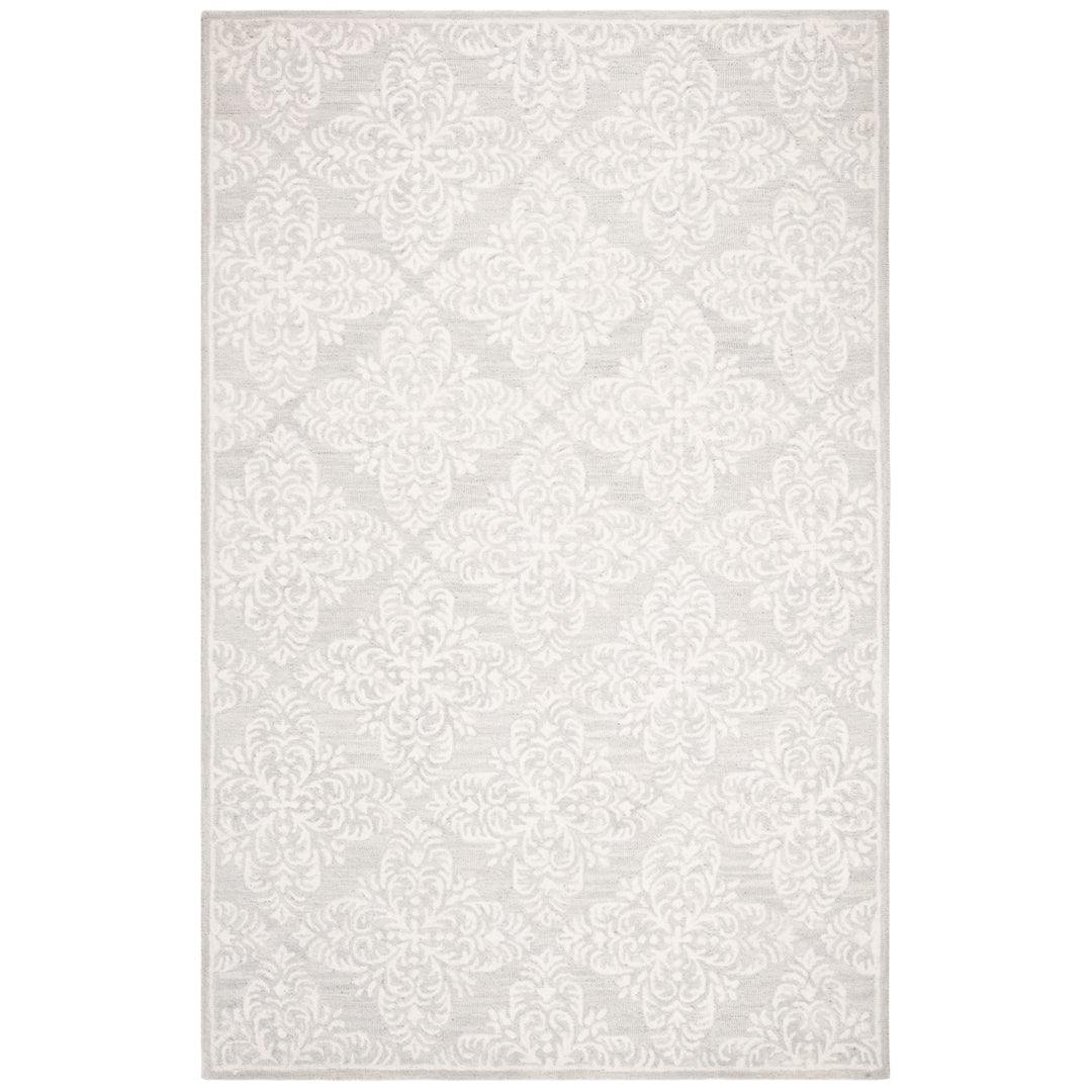 SAFAVIEH Micro-Loop MLP515G Handmade Silver / Ivory Rug Image 1