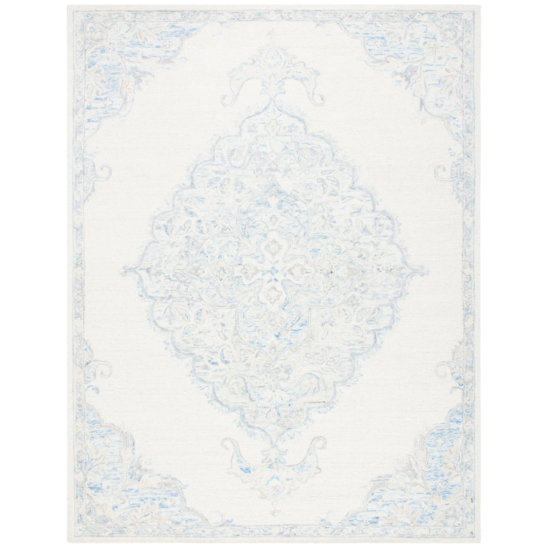 SAFAVIEH Micro-Loop MLP516A Handmade Ivory / Blue Rug Image 1