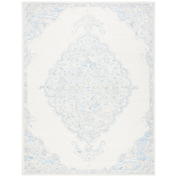 SAFAVIEH Micro-Loop MLP516A Handmade Ivory / Blue Rug Image 1