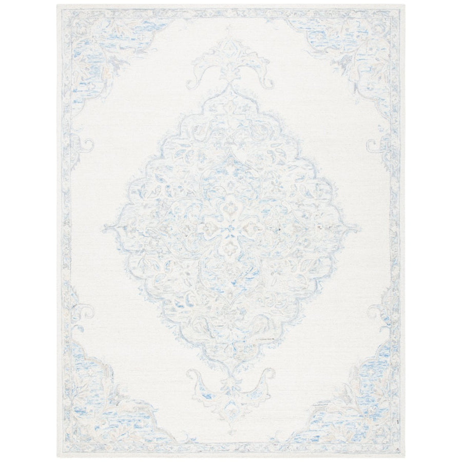 SAFAVIEH Micro-Loop MLP516A Handmade Ivory / Blue Rug Image 1