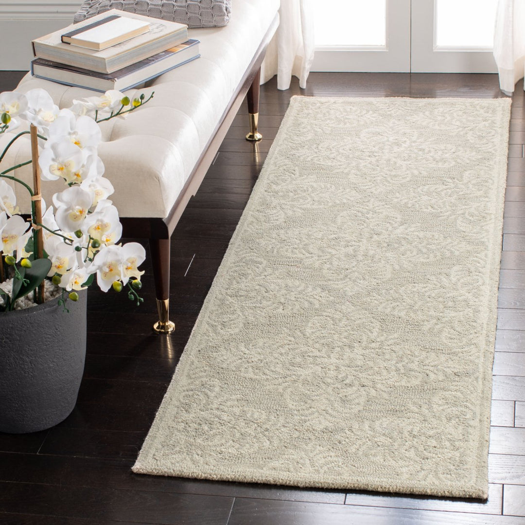 SAFAVIEH Micro-Loop MLP515G Handmade Silver / Ivory Rug Image 3