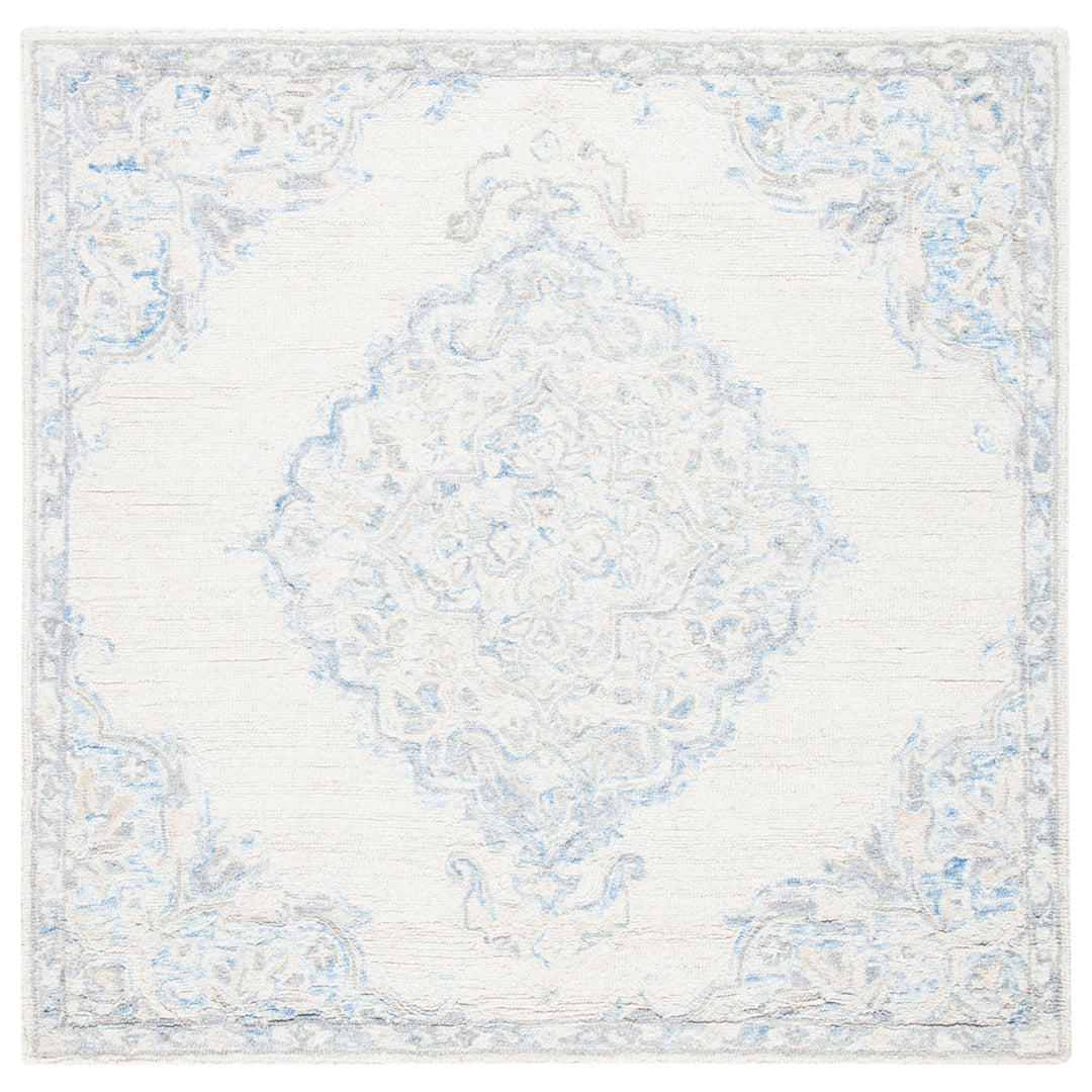 SAFAVIEH Micro-Loop MLP516A Handmade Ivory / Blue Rug Image 6