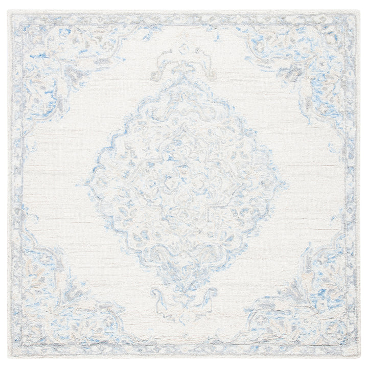 SAFAVIEH Micro-Loop MLP516A Handmade Ivory / Blue Rug Image 6