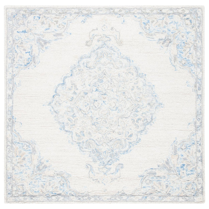 SAFAVIEH Micro-Loop MLP516A Handmade Ivory / Blue Rug Image 1