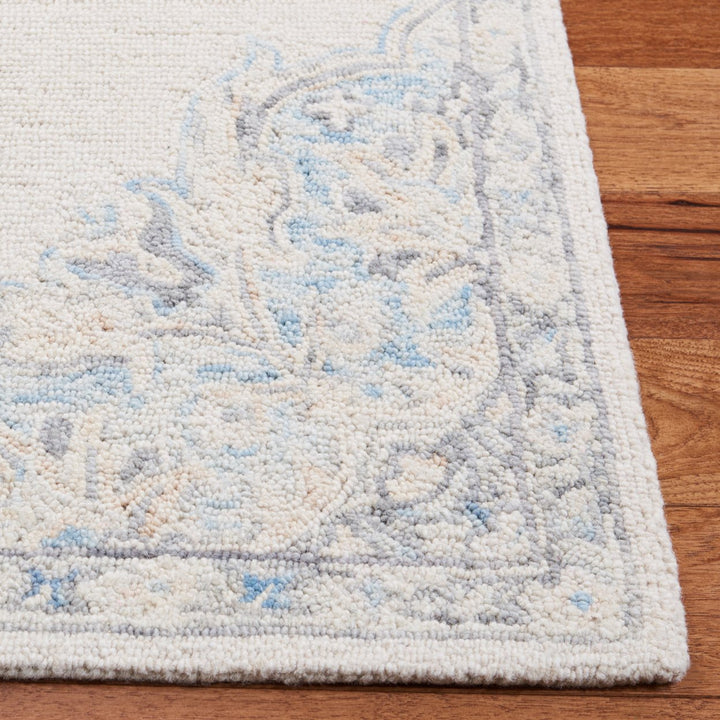 SAFAVIEH Micro-Loop MLP516A Handmade Ivory / Blue Rug Image 7