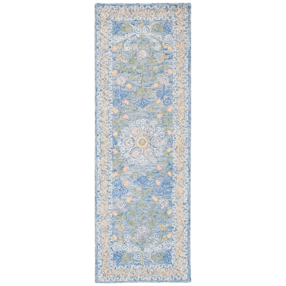 SAFAVIEH Micro-Loop MLP522M Handmade Blue / Green Rug Image 2