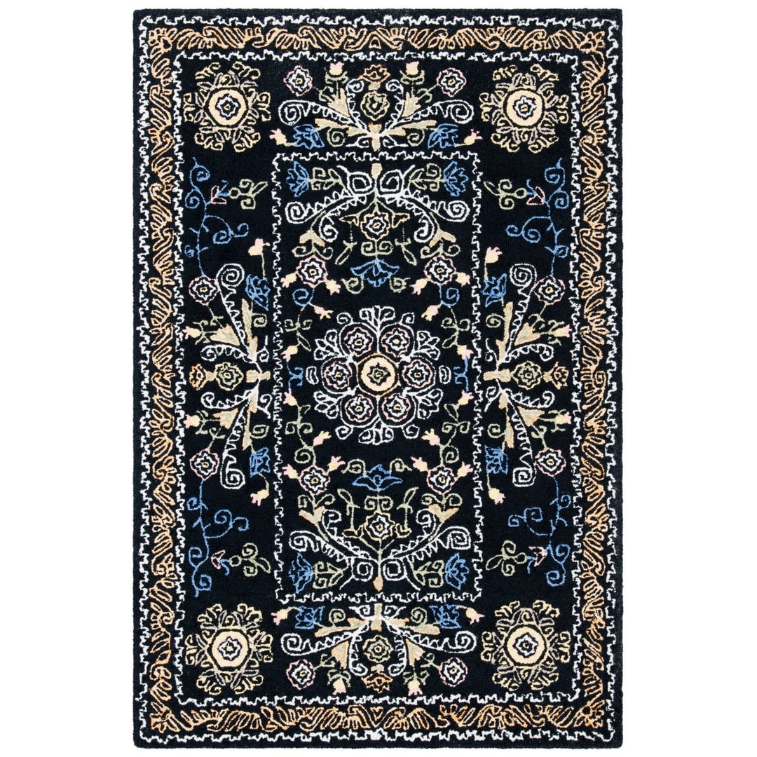 SAFAVIEH Micro-Loop MLP522Z Handmade Black / Green Rug Image 2