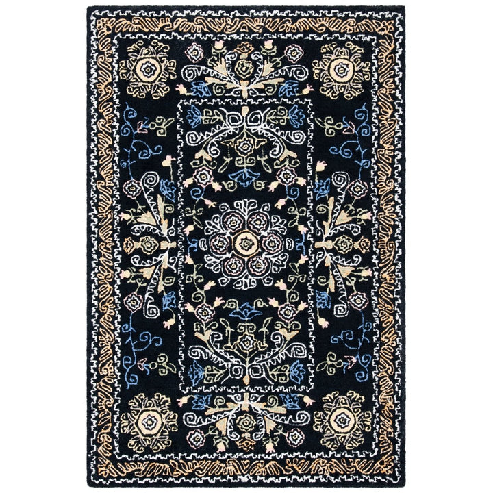 SAFAVIEH Micro-Loop MLP522Z Handmade Black / Green Rug Image 1