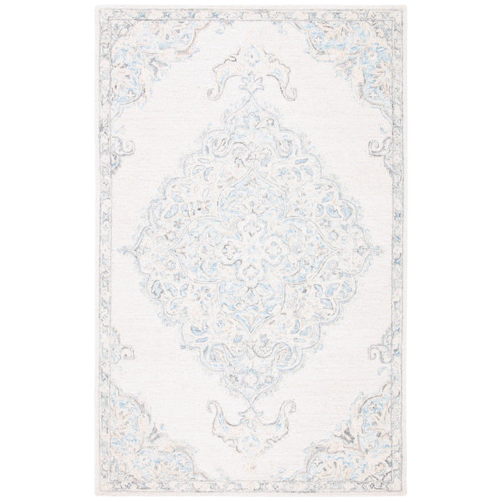 SAFAVIEH Micro-Loop MLP516A Handmade Ivory / Blue Rug Image 10