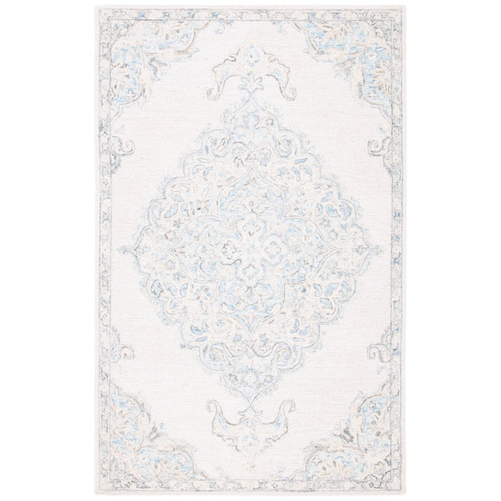 SAFAVIEH Micro-Loop MLP516A Handmade Ivory / Blue Rug Image 1