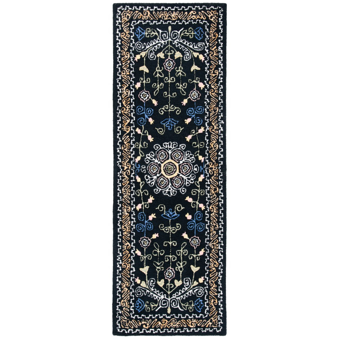 SAFAVIEH Micro-Loop MLP522Z Handmade Black / Green Rug Image 1