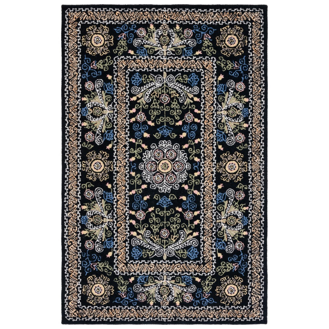 SAFAVIEH Micro-Loop MLP522Z Handmade Black / Green Rug Image 4