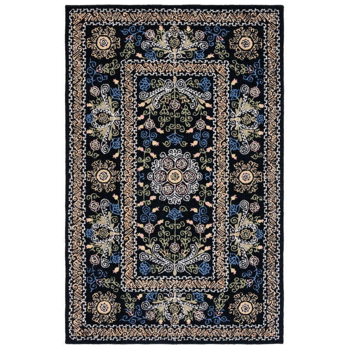 SAFAVIEH Micro-Loop MLP522Z Handmade Black / Green Rug Image 4