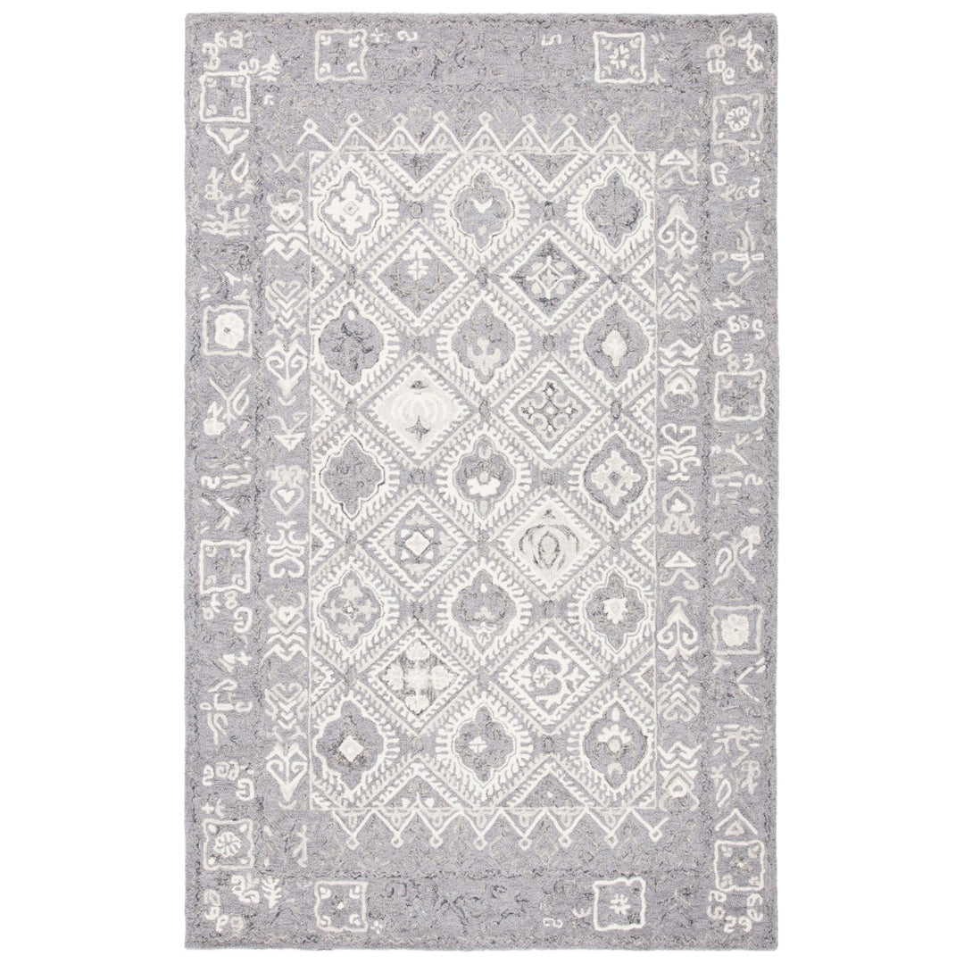 SAFAVIEH Micro-Loop MLP517G Handmade Ivory / Grey Rug Image 1