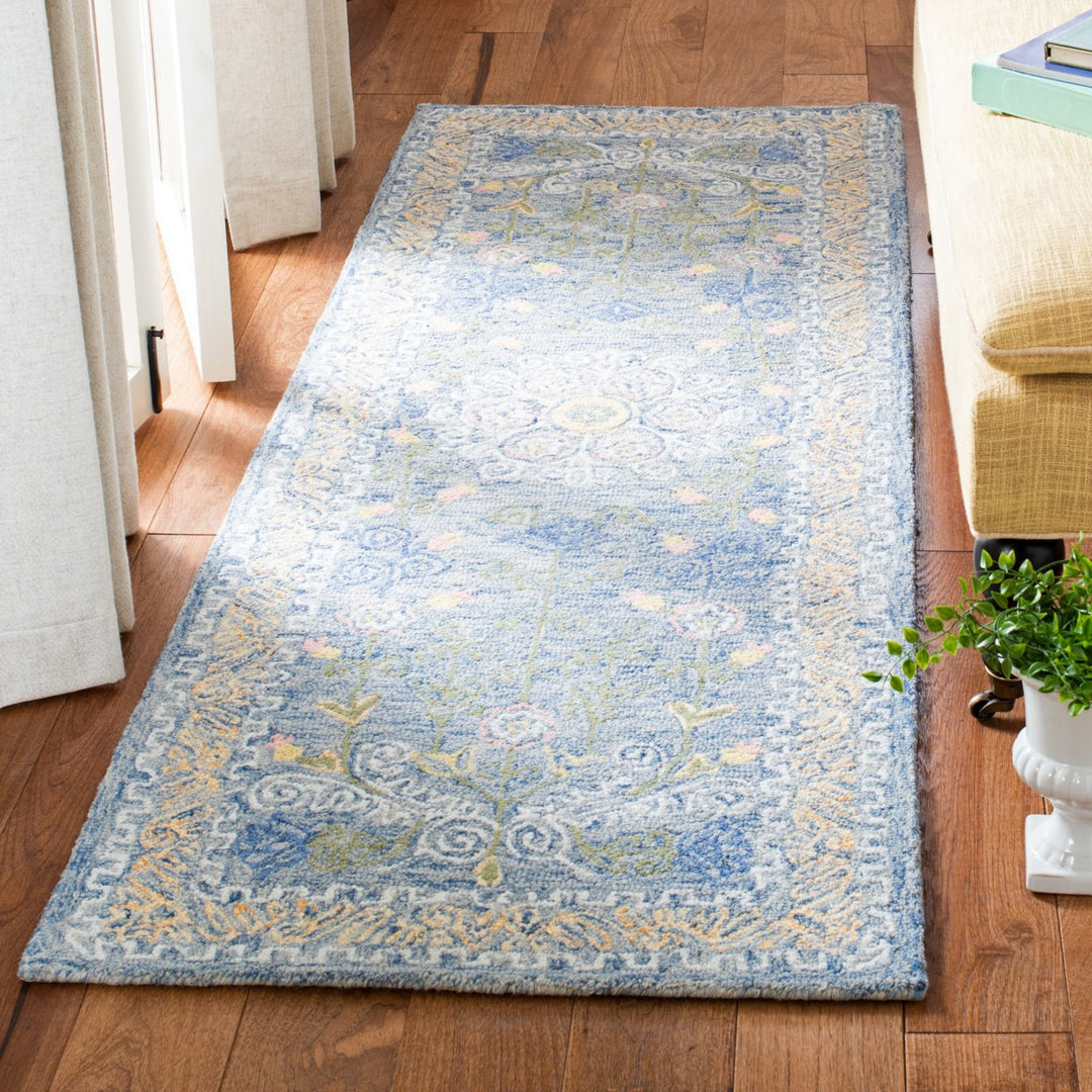 SAFAVIEH Micro-Loop MLP522M Handmade Blue / Green Rug Image 9