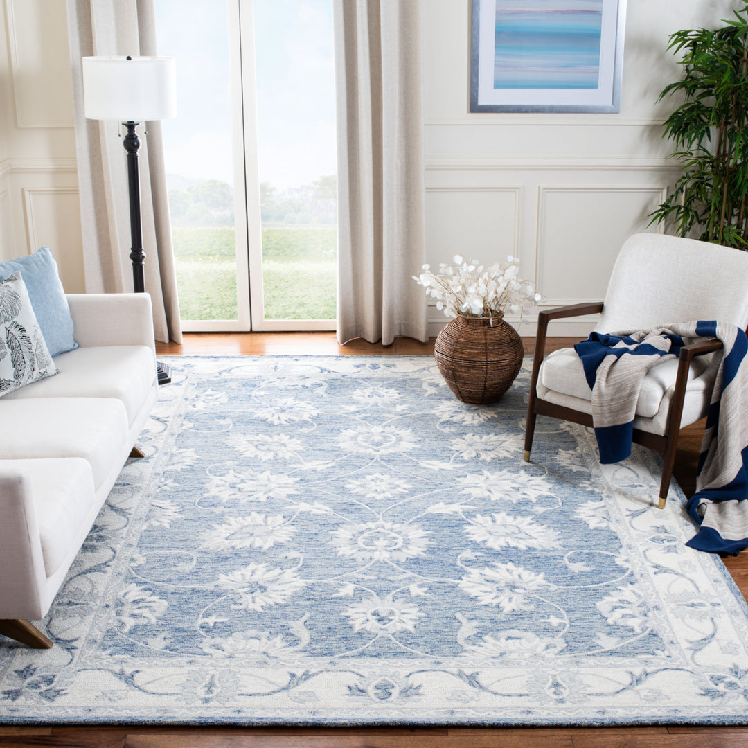 SAFAVIEH Micro-Loop MLP536M Handmade Blue / Ivory Rug Image 1