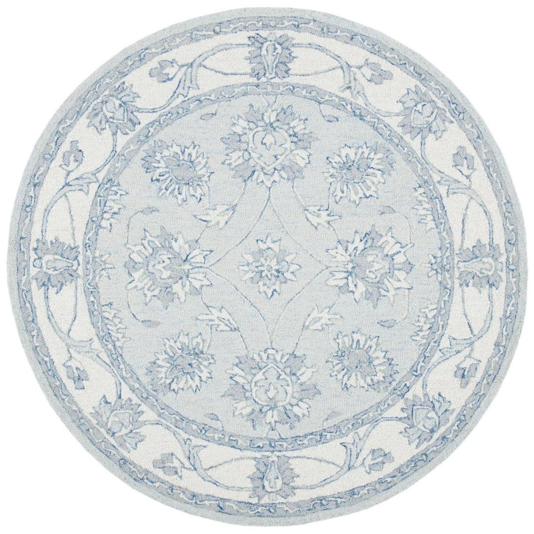 SAFAVIEH Micro-Loop MLP536L Light Blue / Ivory Rug Image 1