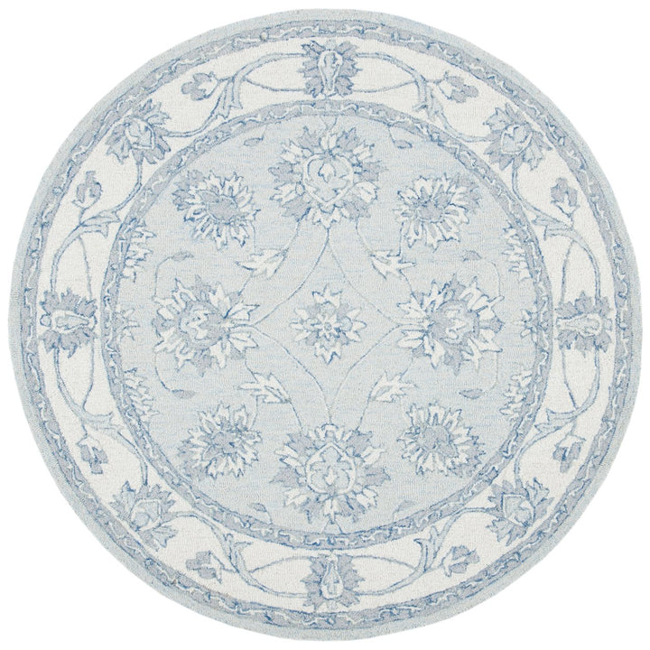 SAFAVIEH Micro-Loop MLP536L Light Blue / Ivory Rug Image 1