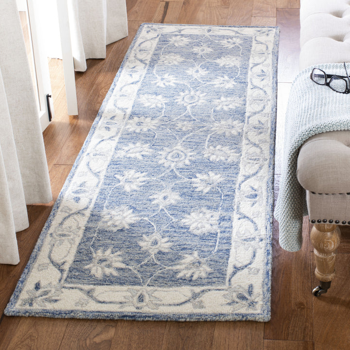 SAFAVIEH Micro-Loop MLP536M Handmade Blue / Ivory Rug Image 9