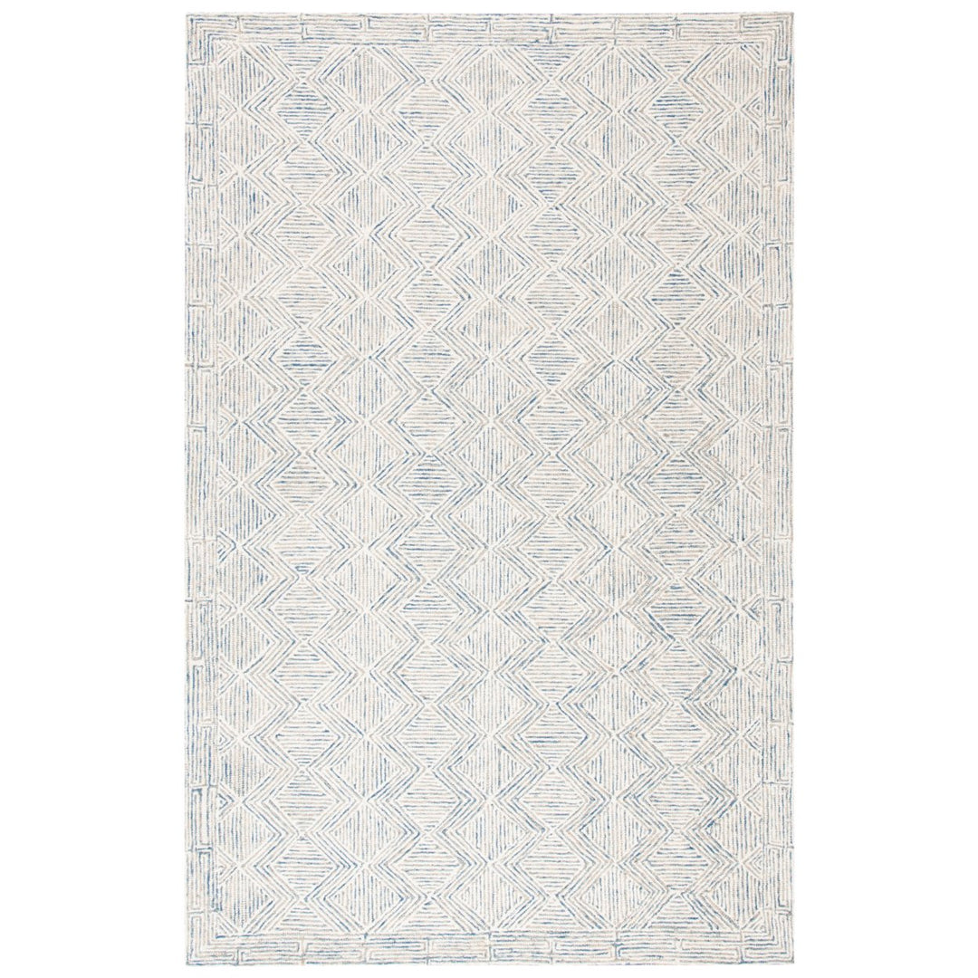 SAFAVIEH Micro-Loop MLP538M Handmade Blue / Ivory Rug Image 1